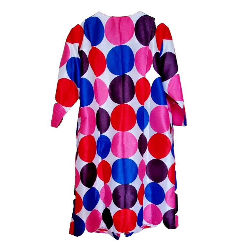 Wayward Fancies eShakti M 8 White Open Coat Large Colorful Polka Dots Pockets - Picture 2 of 14